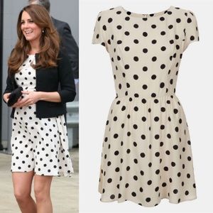 TopShop cream polka dot dress ASO Kate Middleton